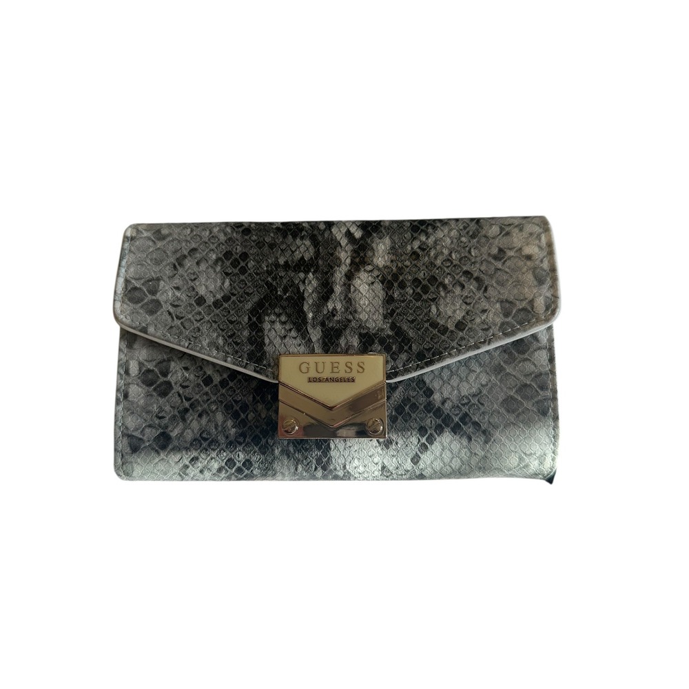 Guess Y2K‎ Los Angeles Snake Print Wallet Clutch Gold Hardware